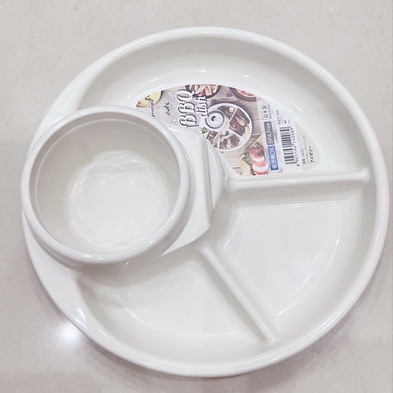 Khay ăn dặm BLW ăn dặm kiểu nhật tròn 3 ngăn có khay để cốc , thìa nĩa cho bé