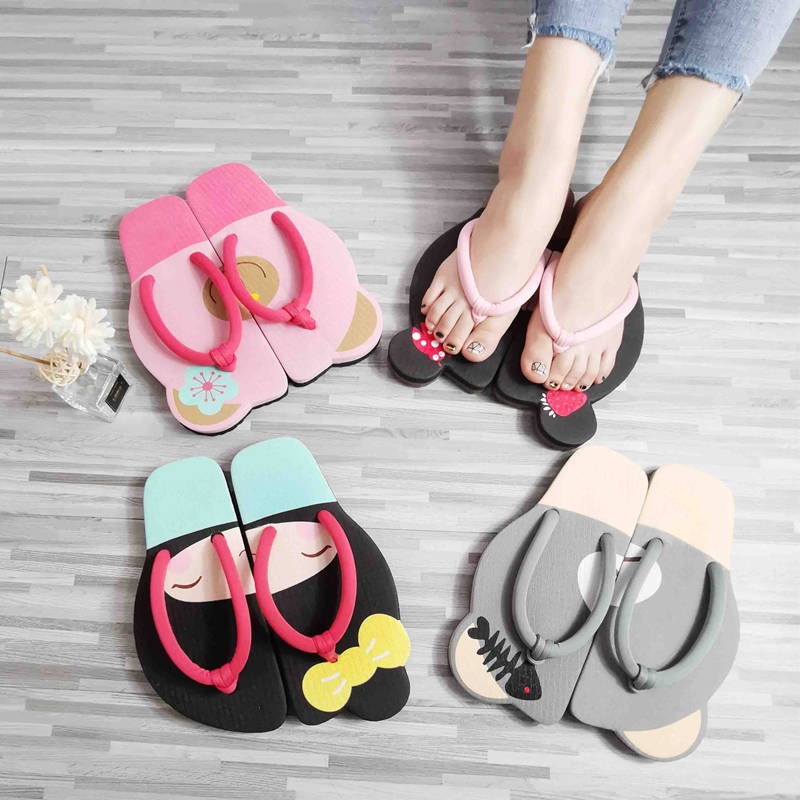 Đôi dép vui nhộn Dép Xỏ Ngón Chống Trượt Phong Cách Hàn Quốc Cho Nữ
