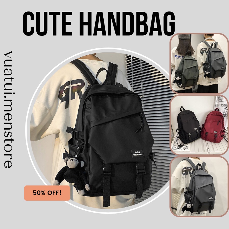 Balo Nam Nữ Nắp Gập Lục Giác Màu Trơn Thời Trang Ulzzang Hot Hit BL-0007 vuatui.store