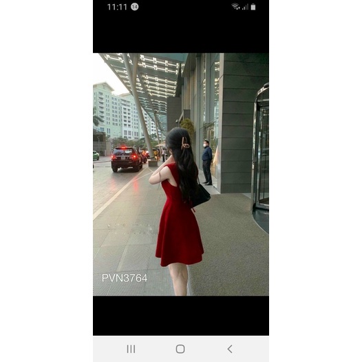 ĐẦM NỮ DÁNG XÒE MÀU ĐỎ CÁNH TIÊN HỞ LƯNG FREESHIP ĐẦM NHUNG DỰ TIỆC SANG CHẢNH 2 DÂY | BigBuy360 - bigbuy360.vn