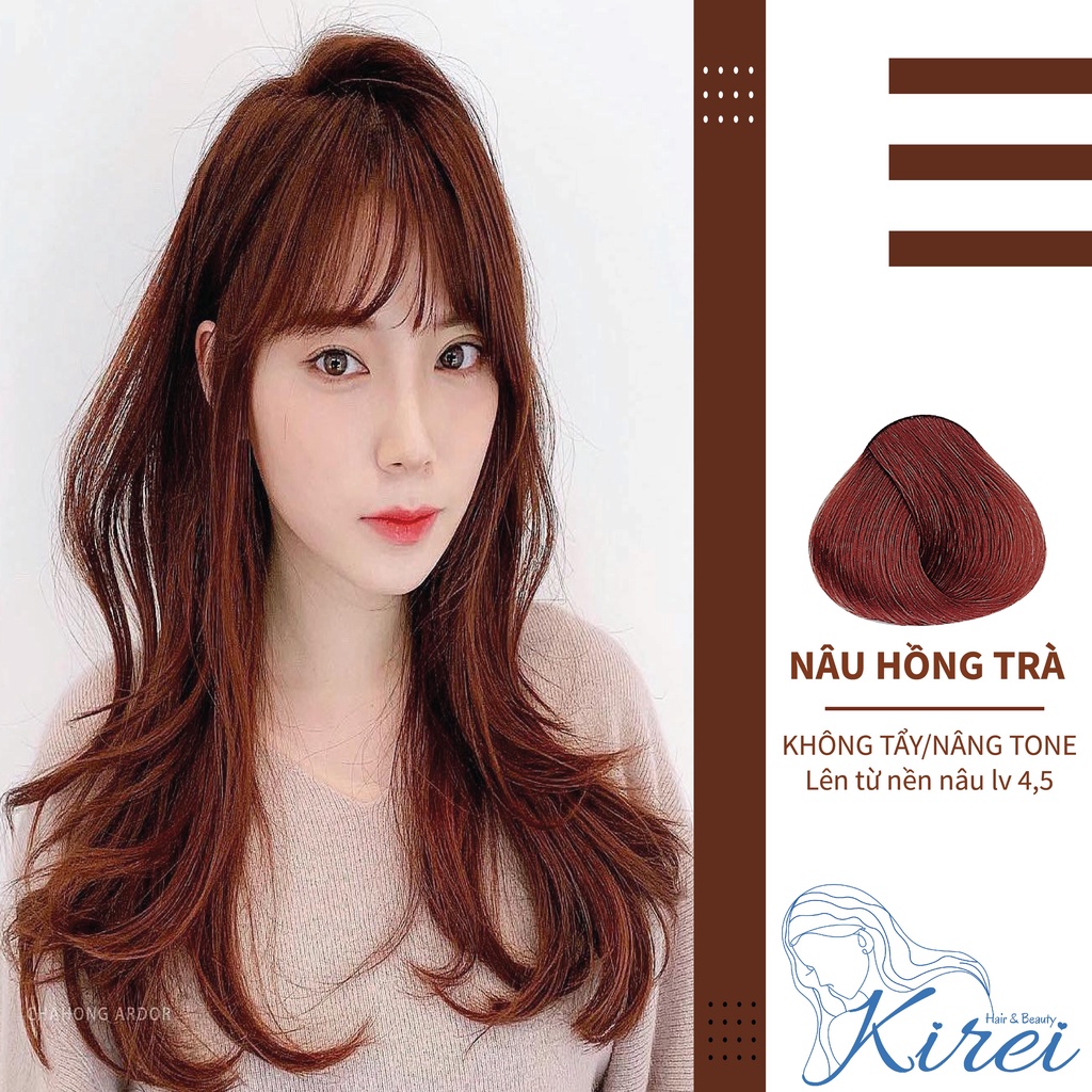 Thuốc nhuộm tóc màu NÂU HỒNG TRÀ không cần tẩy tóc/nâng tone Kirei Hair, KireiHair, KIREIHAIR