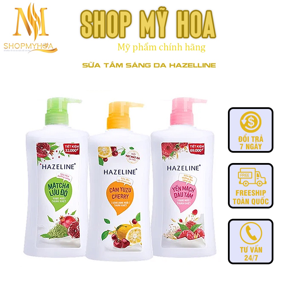 Sữa tắm dưỡng da -Sữa tắm Hazeline tăng cường độ đàn hồi và làm dịu làn da chịu tác hại của ánh nắng cam kết chính hãng