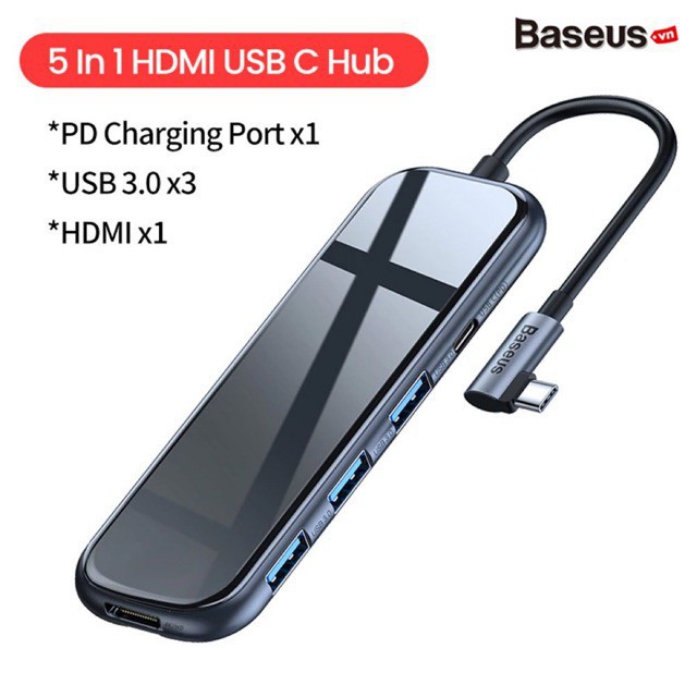 Hub chuyển đa năng Baseus 5 in 1 (Type-C to USB3.0+HDMI+PD)
