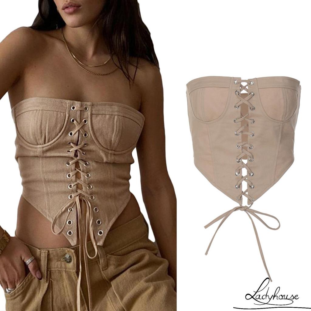 Áo Tank Top Ngắn Hai Dây Rút Gợi Cảm Cho Nữ