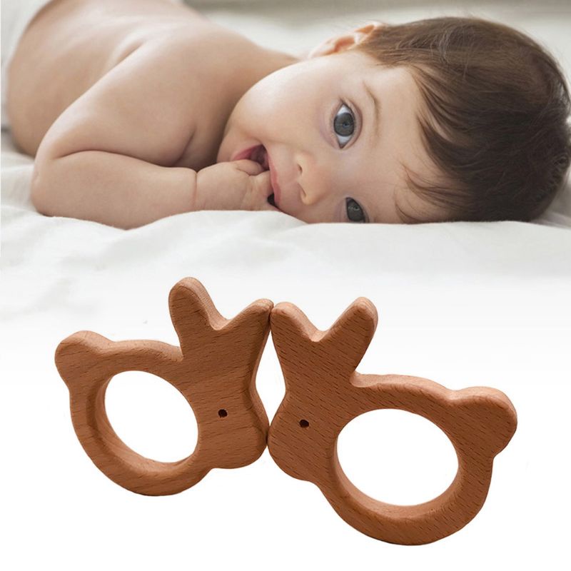 Đồ Chơi Nhai Gặm Bằng Gỗ Sồi Mềm Mại Hình Thỏ Dễ Thương Dành Cho Bé