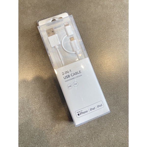 DÂY CÁP SẠC 2IN1 CHÍNH HÃNG MINISO
