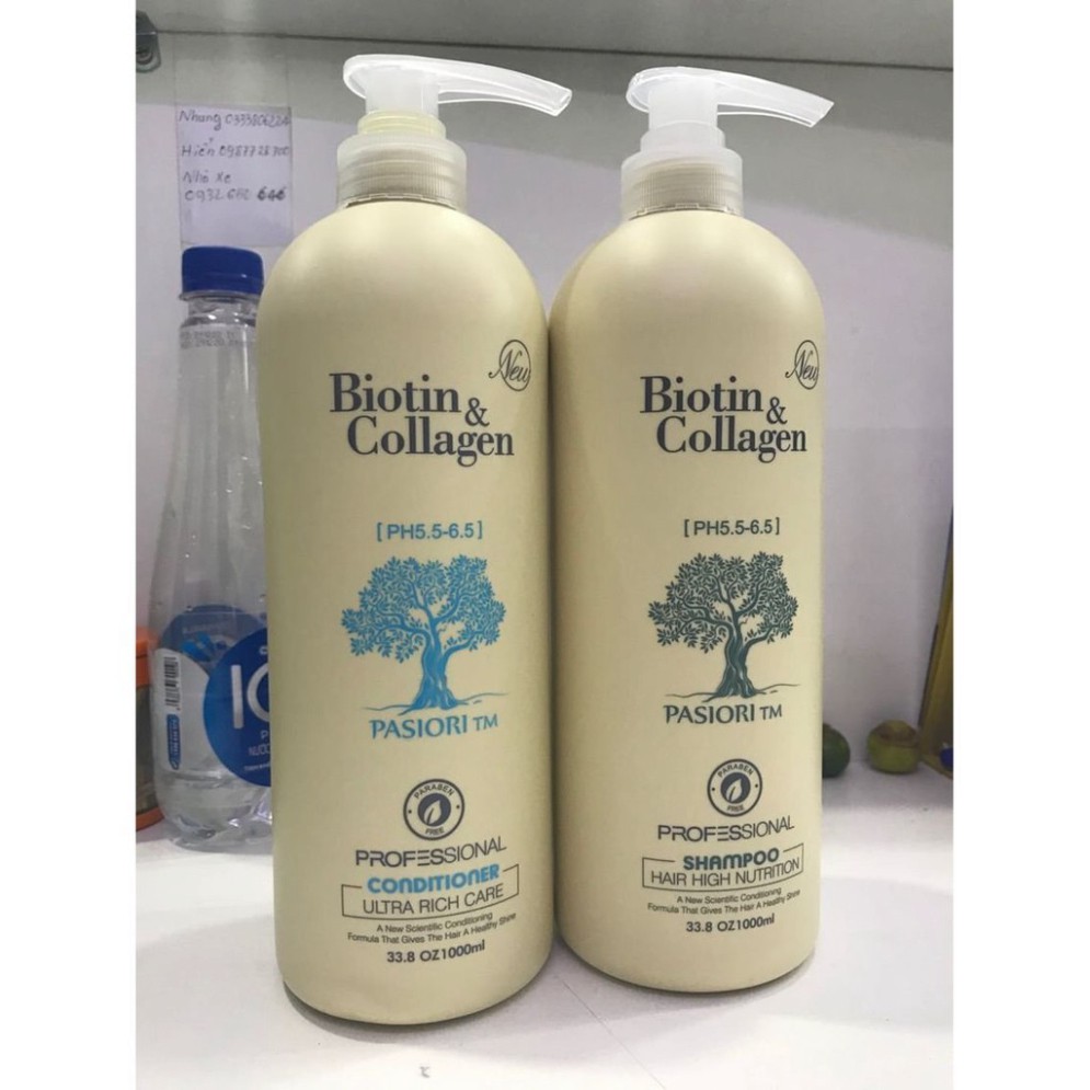 [Chính Hãng] Biotin Collagen - Cặp Dầu Gội + Xả Chống Rụng Kích Thích Mọc Tóc Siêu Mềm Mượt Biotin &amp; Collagen 1000ml