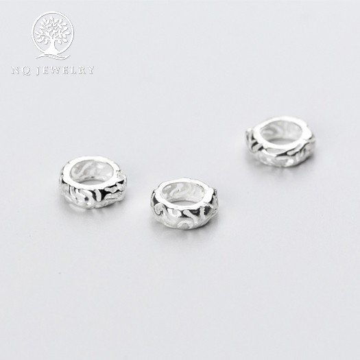 Charm bạc chặn hạt hoa văn - NQ Jewelry