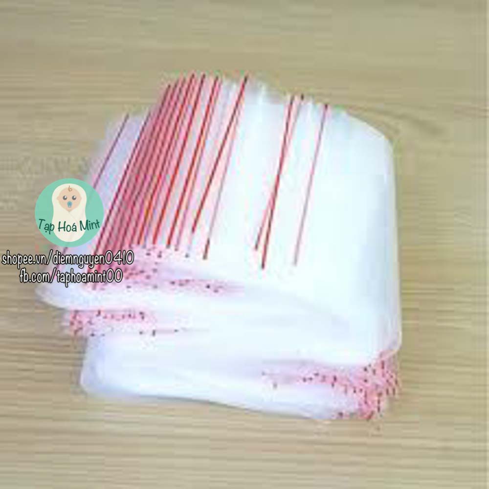 Túi zip chỉ đỏ đựng thực phẩm 100gr - Tạp hoá mint