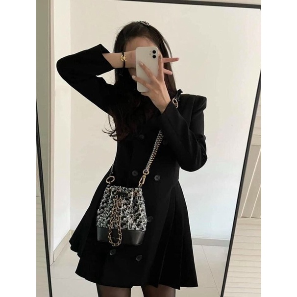 Túi C.N.K dáng hobo dạ sz 18cm