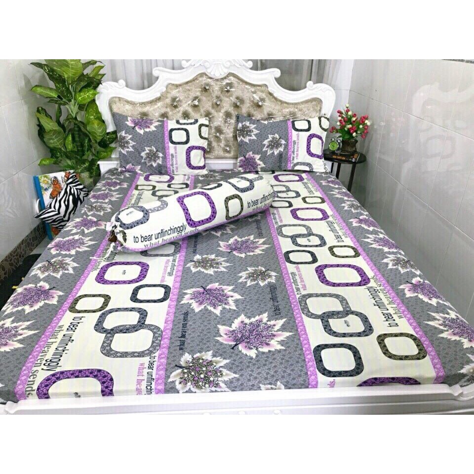 [1m6 Hoa Văn] Drap Ga Nệm Thun Lạnh HQ Cực Kì Mịn Mát Bộ Ga Trải Giường Vỏ Gối Drap Nệm Grap Giường