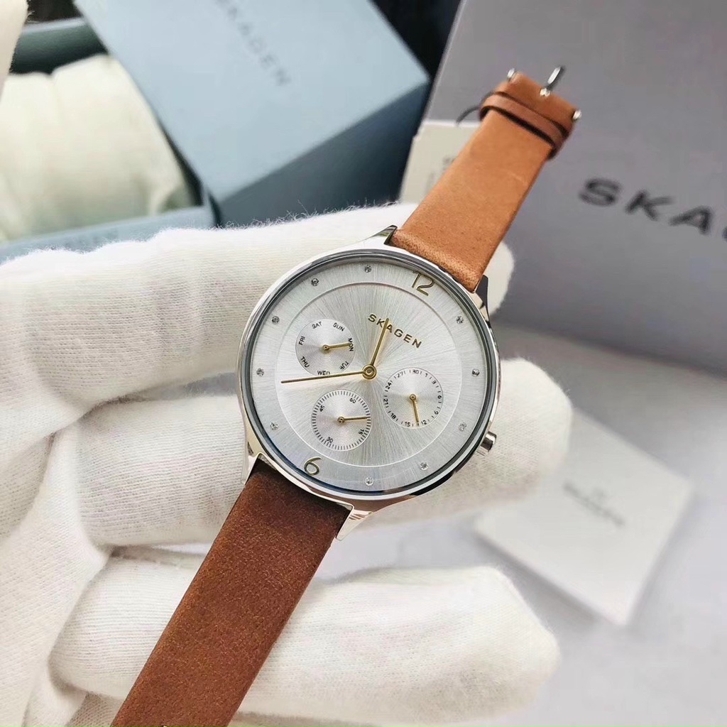 Đồng hồ nữ Skagen Anita Chronograph SKW2310, SKW2390,SKW2449 SKW2394 Dây Da