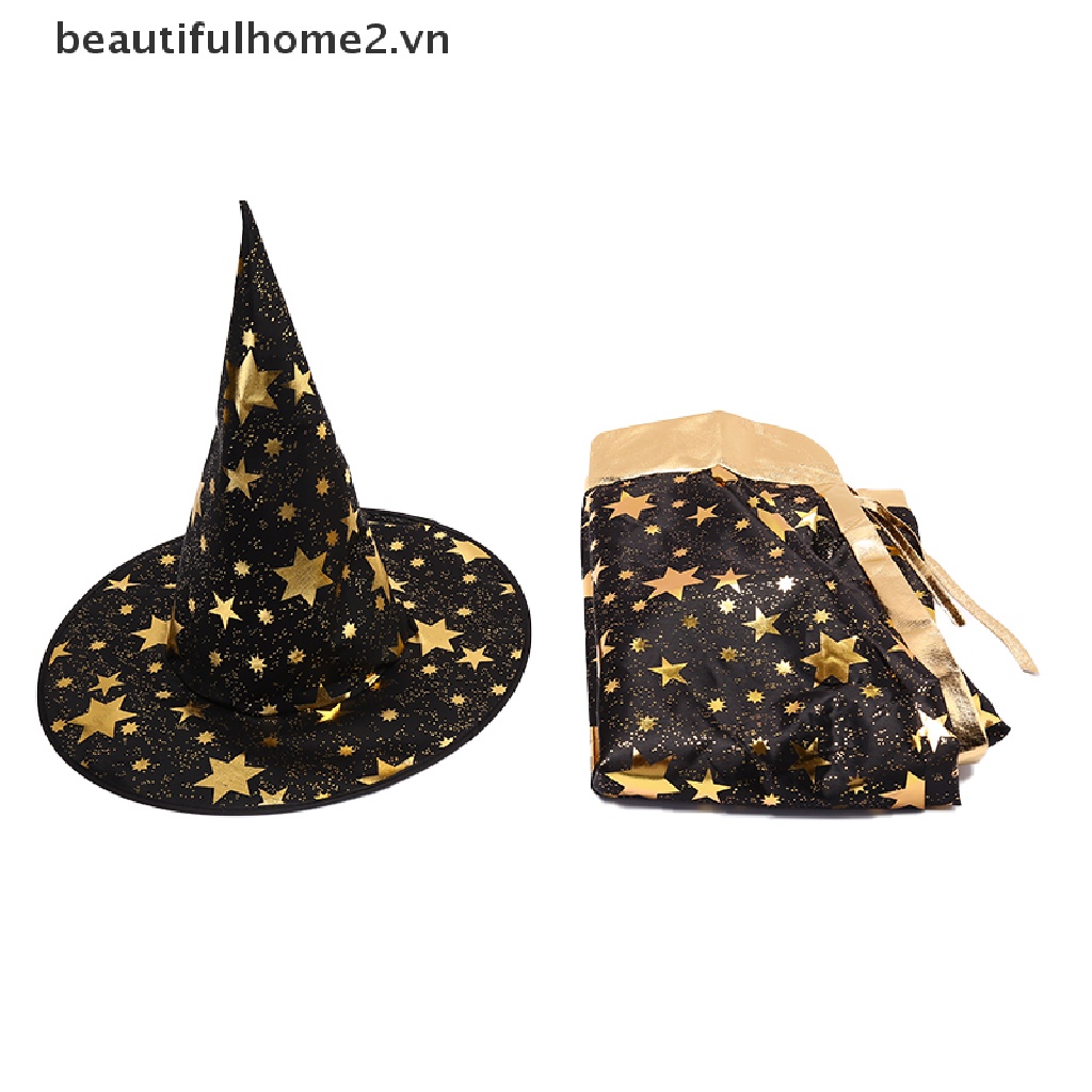 Bộ 2 Sản Phẩm Gồm Áo Khoác + Mũ Phù Thủy Phong Cách Halloween Cho Bé
