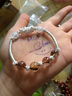 Thạch anh Tóc Nâu charm tỳ hưu Bạc 10 li