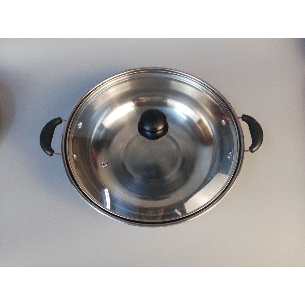 Nồi lẩu liền inox mini đa năng 28cm nắp kính