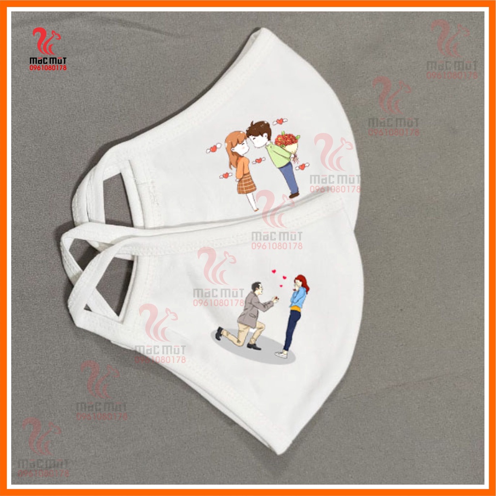 [Mã FAMARAL2 giảm 10K đơn 50K] Khẩu trang vải 2 lớp hình in dễ thương. Có 2 kích thước cho trẻ em và người lớn.