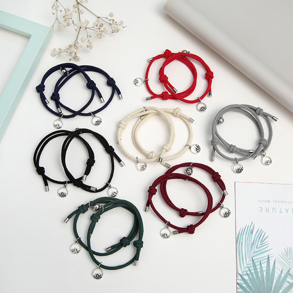 Bộ 2 vòng đeo tay dây bện có khóa nam châm cho cặp đôi