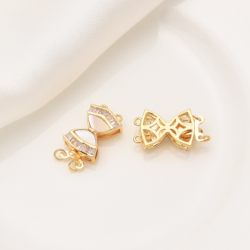 Khóa Cài Vòng Tay / Dây Chuyền Bằng Đồng Mạ Vàng 18K diy Hình Vỏ Sò Đính Ngọc Trai