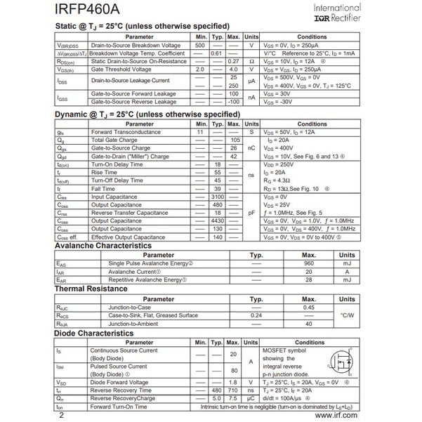 Linh kiện IRFP460A DIP TO-247