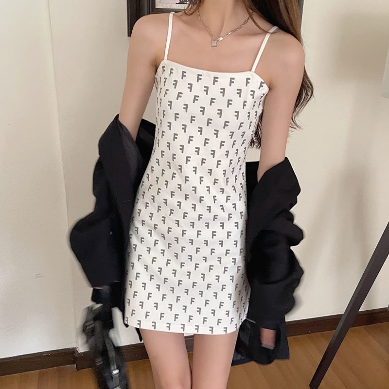 Đầm Hai Dây Ôm Dáng In Chữ Thời Trang Quyến Rũ Cho Nữ