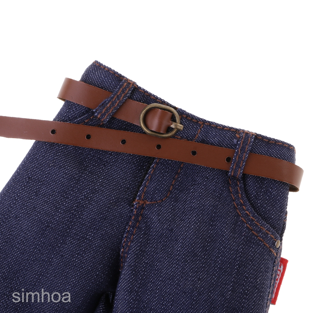 Quần jean Denim cổ điển tỷ lệ 1 / 6 có thắt lưng cho cơ thể nhân vật hành động 12 ''