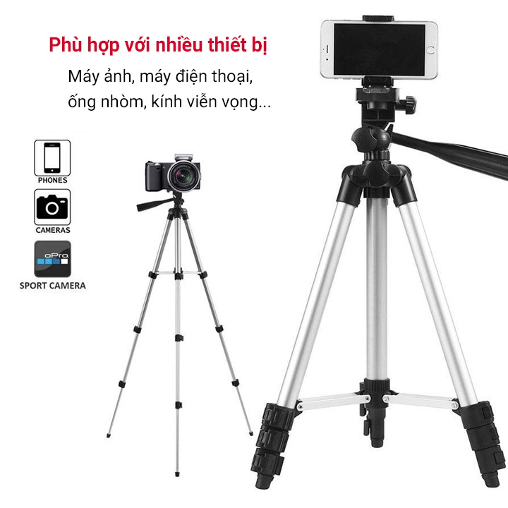 Chân máy ảnh và điện thoại - Tripod hỗ trợ chụp hình - 3 chân trụ, điều chỉnh độ cao, xoay 360 độ TF-3110 – Mariocase