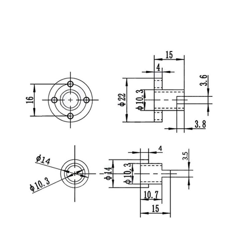 T8 Anti Backlash Spring Nut Lead 4mm for 8mm Acme Threaded