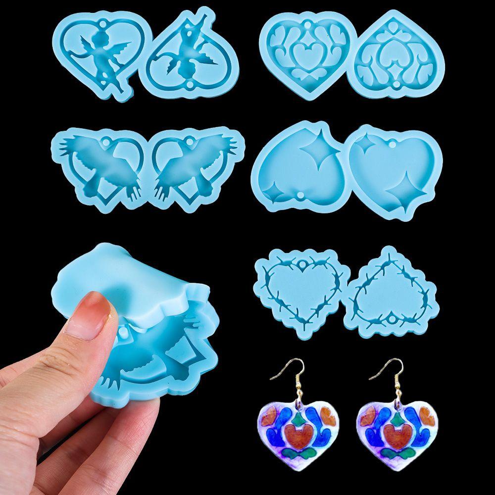 .Khuôn Silicone Làm Bông Tai Resin UV Hình Trái Tim