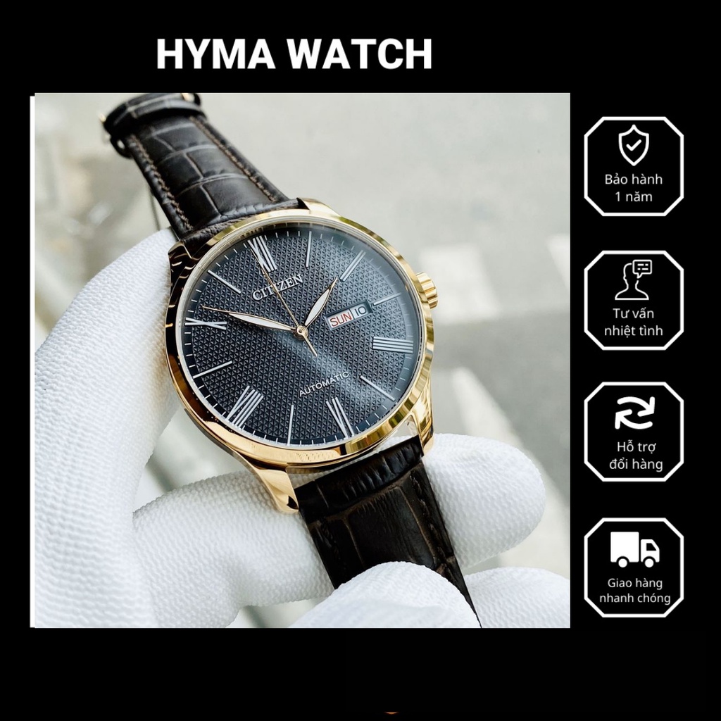 Đồng hồ nam dây da máy cơ Citizen NH8353-00H Mặt đen size 41mm - Chống nước 5ATM Bảo hành 1 năm Hyma watch