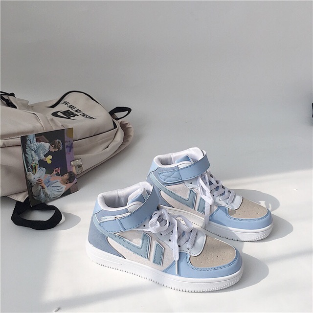 [ORDER] GIÀY BATA CỔ CAO XANH PASTEL GB003