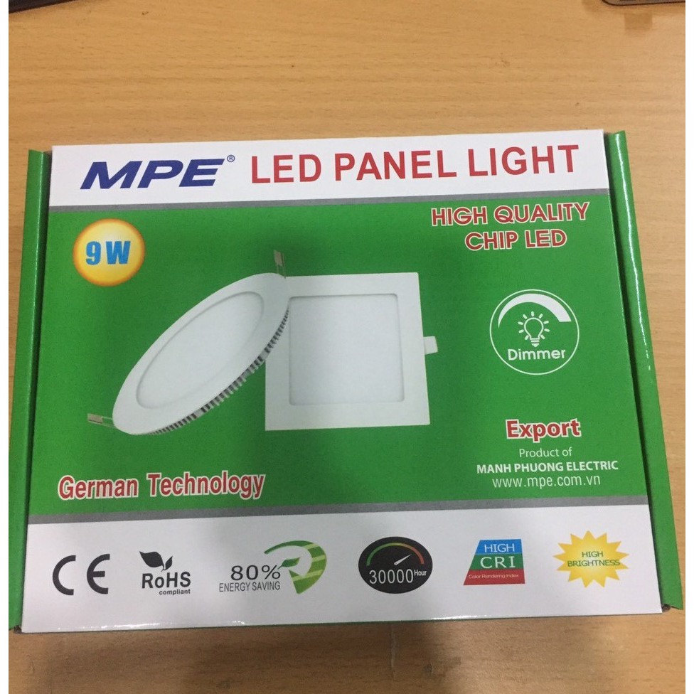 Đèn siêu mỏng LED âm trần vuông MPE 6W - 9W - 12W - 15W - 18W - 24W ánh sáng Trắng 6500k, Vàng 3200k chính hãng