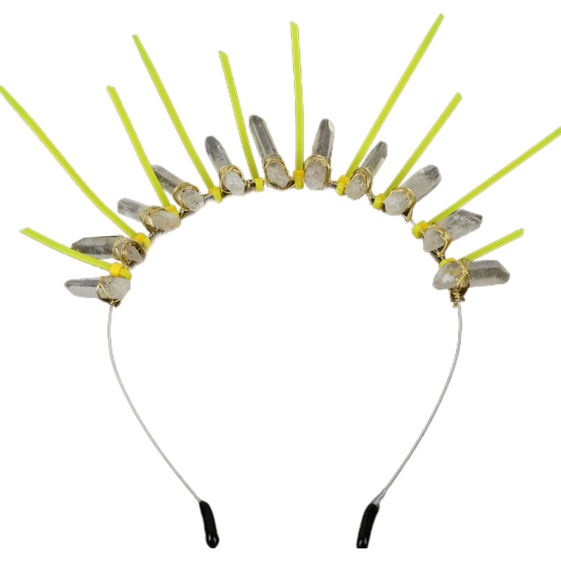 Vương Miện Cài Tóc Đính Đá Thạch Anh Pha Lê Nhiều Màu Phong Cách Vintage Châu Âu