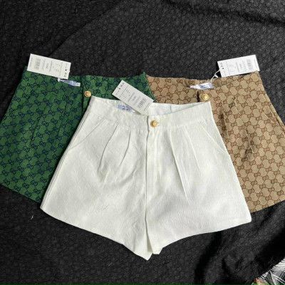 Quần sooc thô GGG cạp khuy lót lụa von