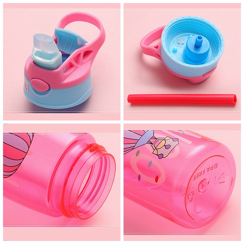 Bình Nước Nhựa Không BPA 480ml Kèm Ống Hút Cho Bé