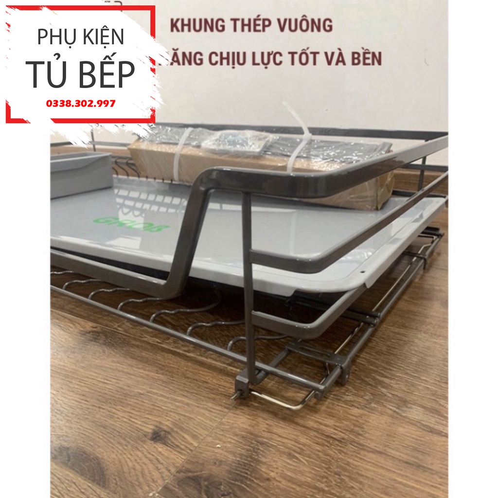 Kệ chén bát tủ bếp dưới inox xám Titan 2023 sơn Nano 2k bảo hành 10 năm không han gỉ nhập khẩu Grob