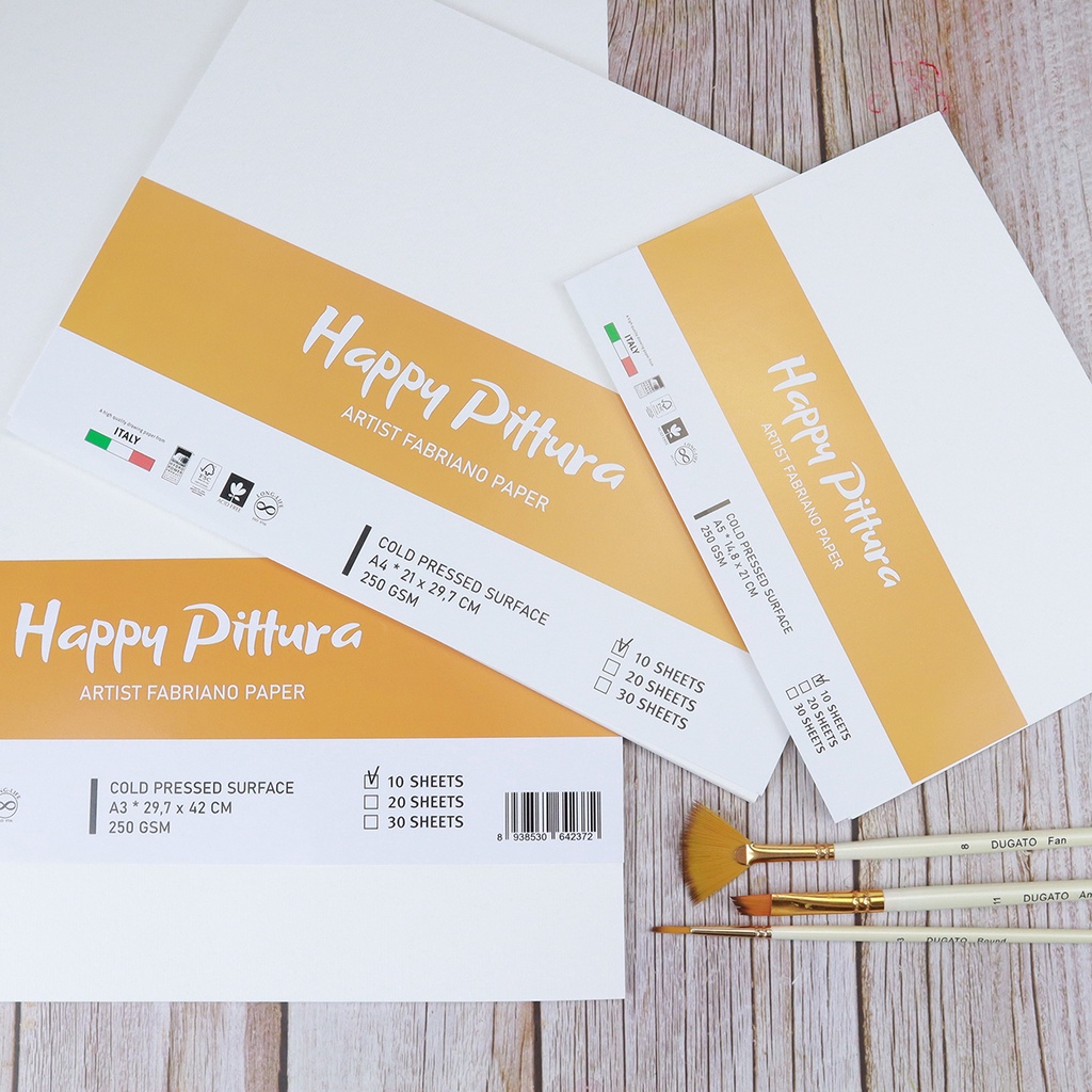 Giấy Vẽ Màu Nước HAPPY 300gsm A6/A5/A4/A3 Xuất Xứ Thuỵ Sỹ