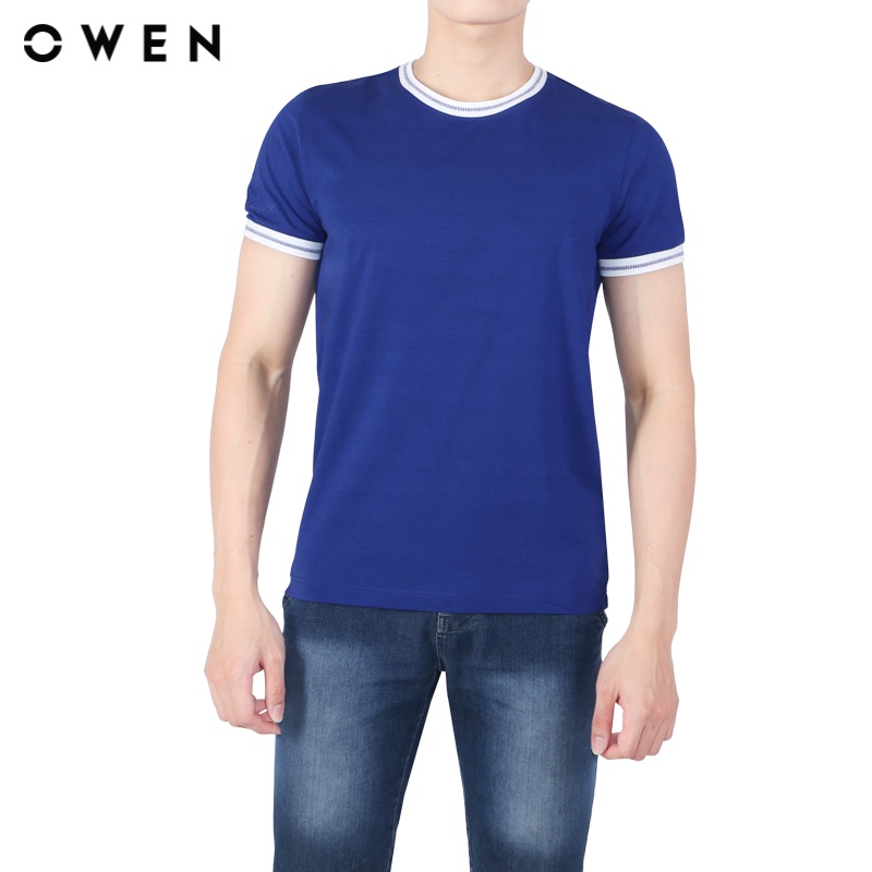 Áo Tshirt ngắn tay Nam Owen Cotton Slim Fit màu Xanh - TSN22016