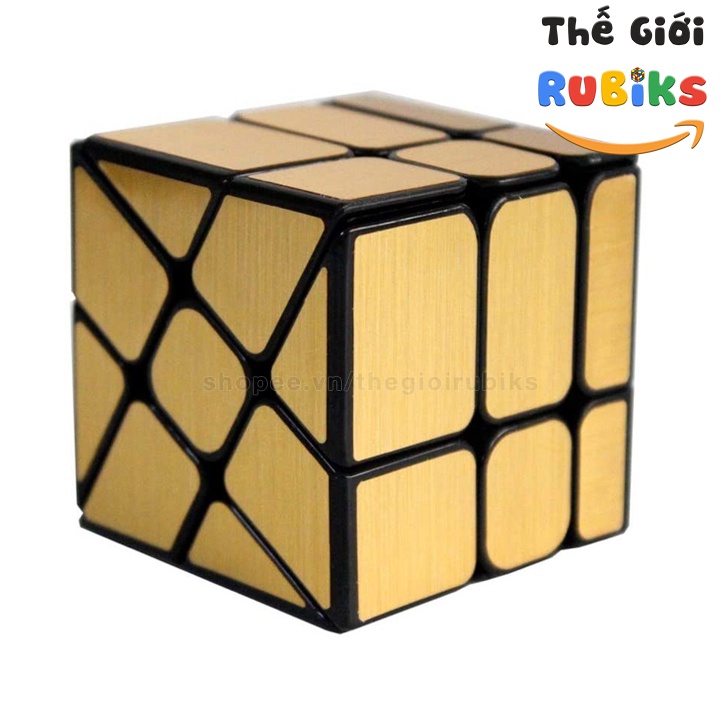 Rubik Gương Windmill Mirror 3x3 Cube Gold Vàng Magic Rubic Biến Thể.