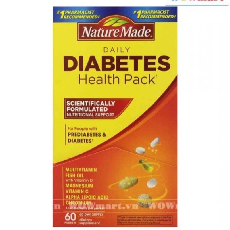 [Date 2023] Nature Made Diabetes Health Pack Mỹ 60 Gói