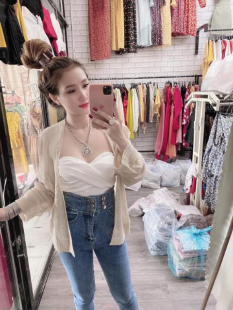 Áo khoác len mỏng form rộng Hàng Quảng Châu