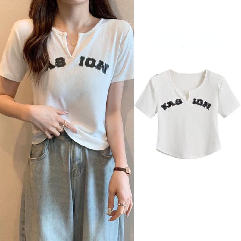 Áo Thun Ngắn Tay Họa Tiết Kẻ Sọc Thời Trang Mùa Hè 2022 Cho Nữ