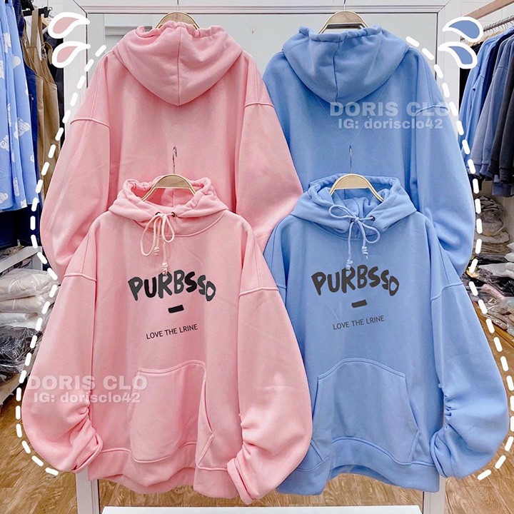 [J01] Áo khoát nỉ nữ HOODIE Form Dơi Tay Phồng Purbsso hàng bao chất dễ thương-A700