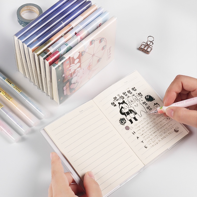 Sổ Tay 64 Trang Khổ A6 Chống Thấm Nước Họa Tiết Hoạt Hình Xinh Xắn Cho Học Sinh