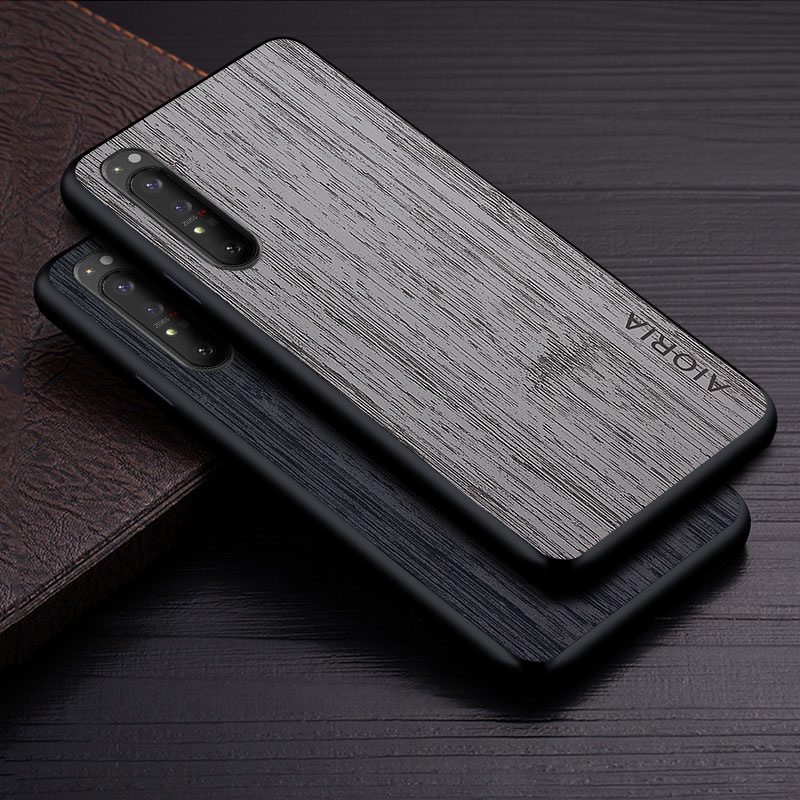 Ốp Bao Da Điện Thoại Họa Tiết Vân Gỗ Tre Sang Trọng Cho sony xperia 1 10 5 iii funda