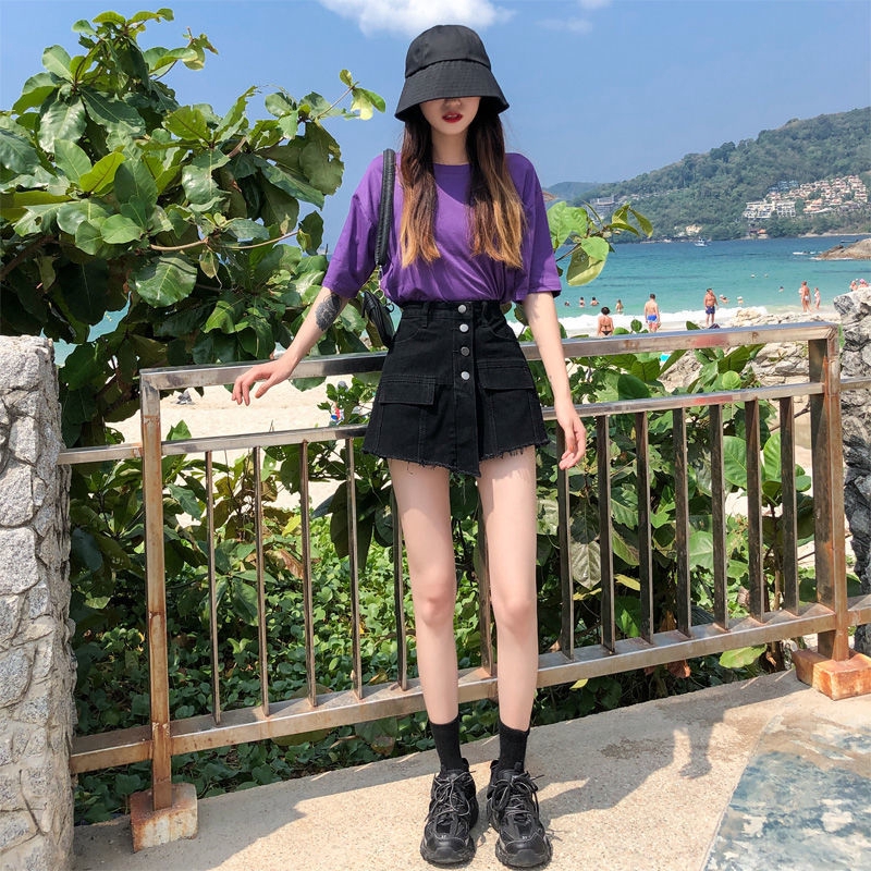 Quần Short Denim Giả Váy Chữ a Lưng Cao Thời Trang Mùa Hè Mới 2020 Dành Cho Nữ | BigBuy360 - bigbuy360.vn