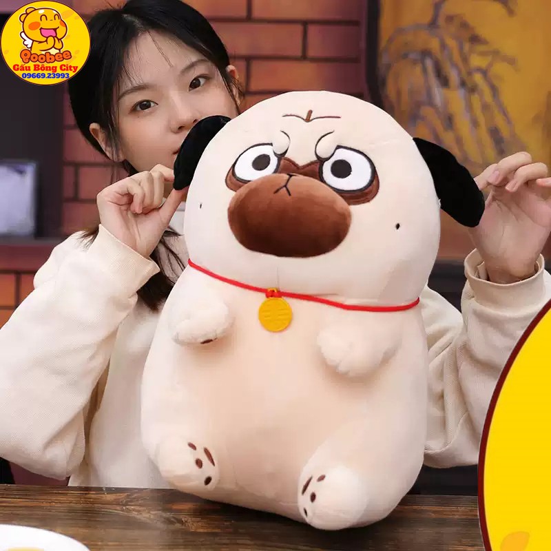 Gấu Bông Chó Bông Nô Tài Chất Nhung Mềm Mịn - Chó Mặt Ruồi Siêu Cute