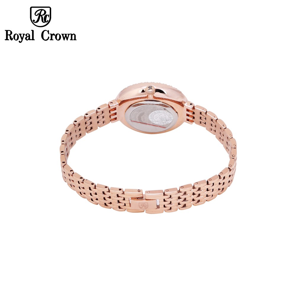 Đồng Hồ Nữ Chính Hãng Royal Crown 3628 dây thép vỏ vàng hồng