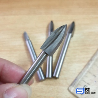 Mũi phay phá gỗ 3 cạnh cán 6mm - mũi khắc gỗ lũa chân 6mm