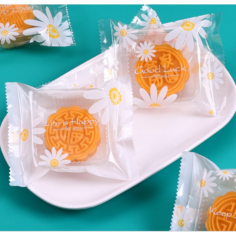 Túi dán bánh trung thu hoa cúc size 50g 80g 100g 125g