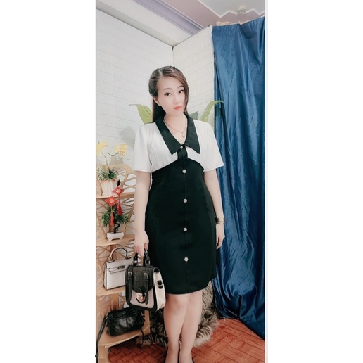 Đầm phối trắng form A Big size
